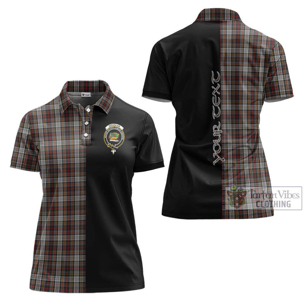 Douglas Ancient Dress Tartan Women's Polo Shirt with Family Crest and Half Of Me Style Women - Tartanvibesclothing Shop