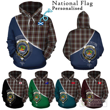 Douglas Ancient Dress Tartan Hoodie with Personalised National Flag and Family Crest Half Style