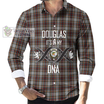 Douglas Ancient Dress Tartan Long Sleeve Button Shirt with Family Crest DNA In Me Style