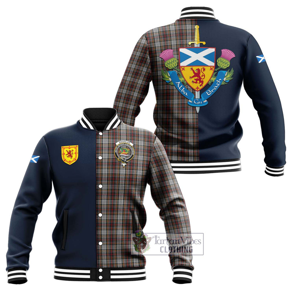 Tartan Vibes Clothing Douglas Ancient Dress Tartan Baseball Jacket with Scottish Lion Royal Arm Half Style