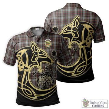 Douglas Ancient Dress Tartan Polo Shirt with Family Crest Celtic Wolf Style