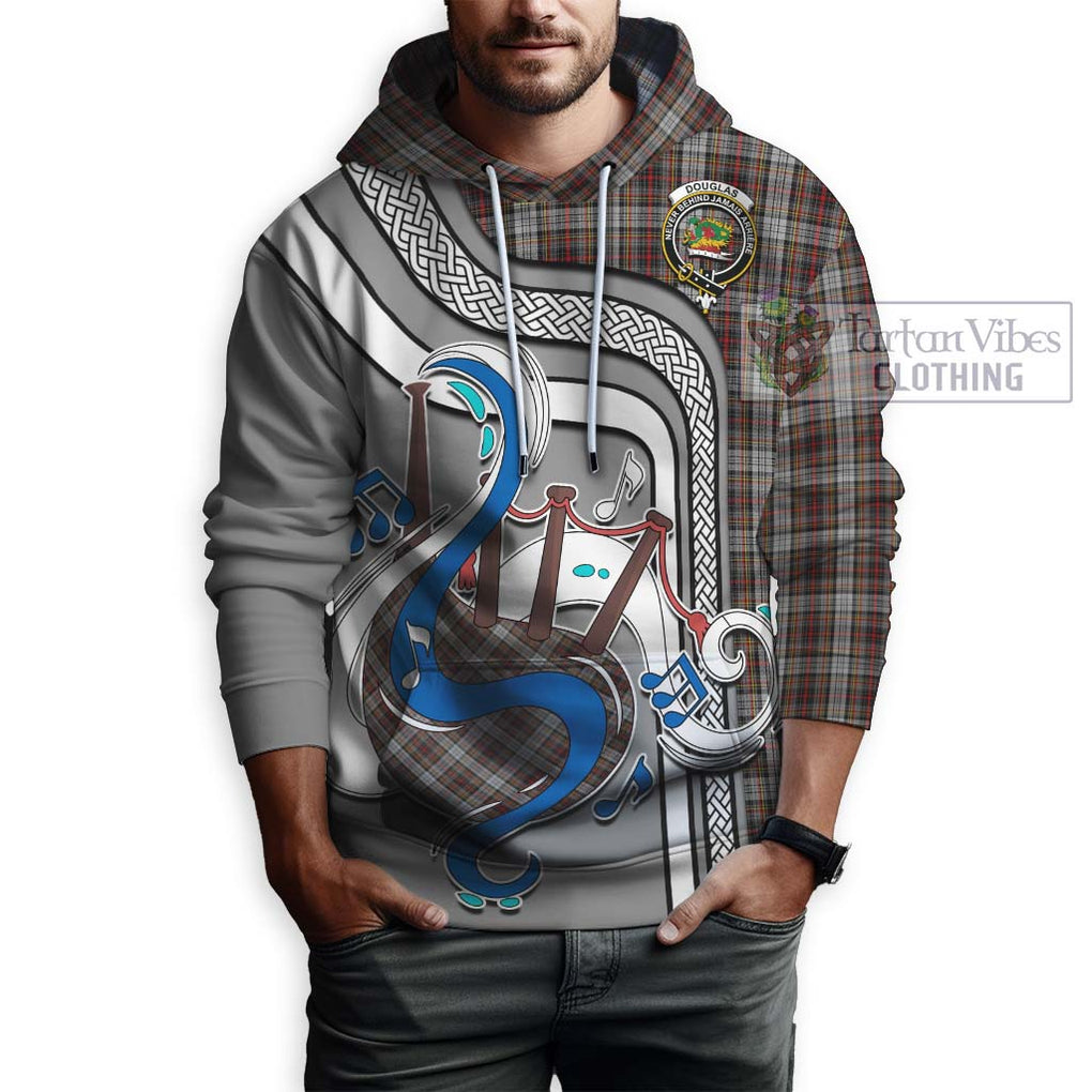 Douglas Ancient Dress Tartan Hoodie with Epic Bagpipe Style Zip Hoodie - Tartanvibesclothing Shop