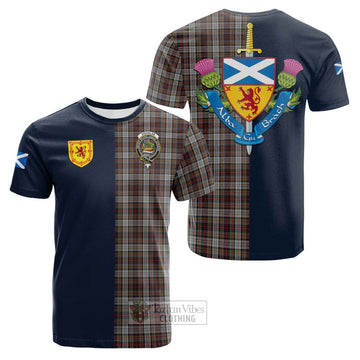 Douglas Ancient Dress Tartan Cotton T-shirt Alba with Scottish Lion Royal Arm Half Style