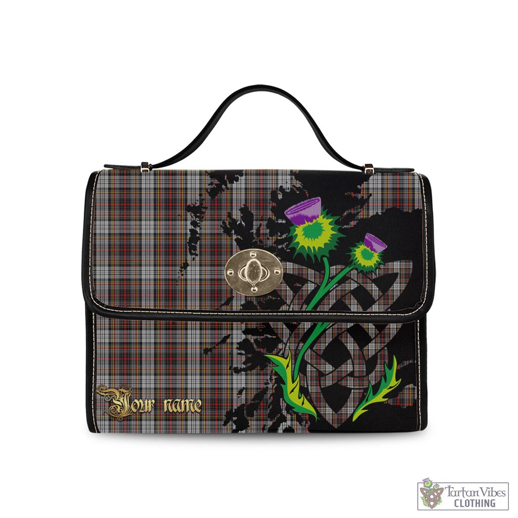 Tartan Vibes Clothing Douglas Ancient Dress Tartan Waterproof Canvas Bag with Scotland Map and Thistle Celtic Accents