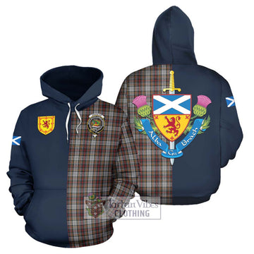 Douglas Ancient Dress Tartan Hoodie Alba with Scottish Lion Royal Arm Half Style