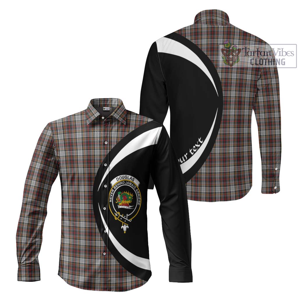 Douglas Ancient Dress Tartan Long Sleeve Button Up with Family Crest Circle Style Men's Shirt S - Tartan Vibes Clothing