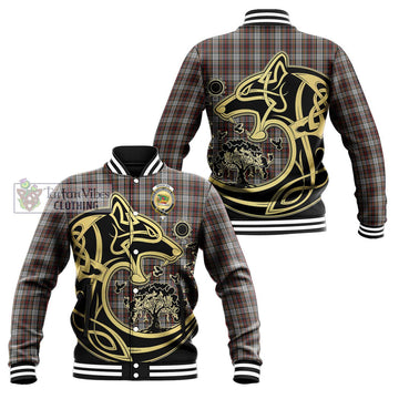 Douglas Ancient Dress Tartan Baseball Jacket with Family Crest Celtic Wolf Style