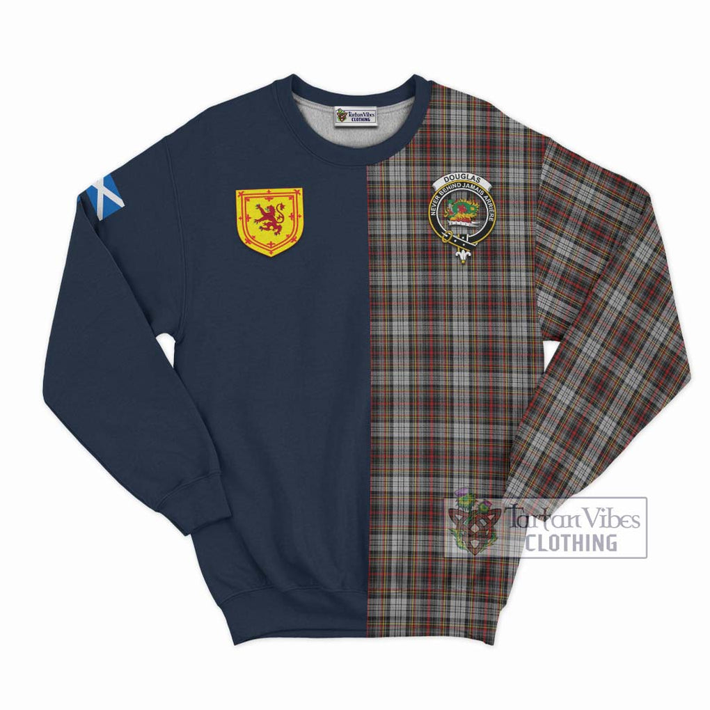 Tartan Vibes Clothing Douglas Ancient Dress Tartan Sweatshirt with Scottish Lion Royal Arm Half Style