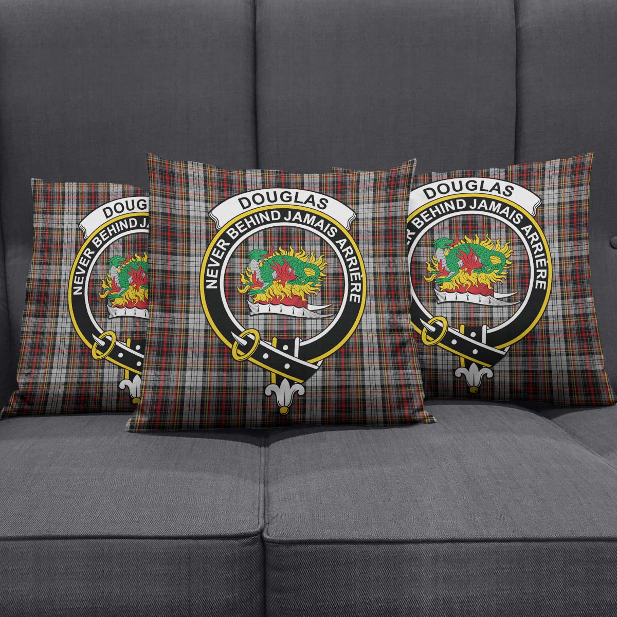 Douglas Ancient Dress Tartan Pillow Cover with Family Crest Square Pillow Cover - Tartanvibesclothing