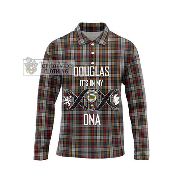 Douglas Ancient Dress Tartan Long Sleeve Polo Shirt with Family Crest DNA In Me Style