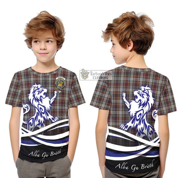 Douglas Ancient Dress Tartan Kid T-Shirt with Alba Gu Brath Regal Lion Emblem