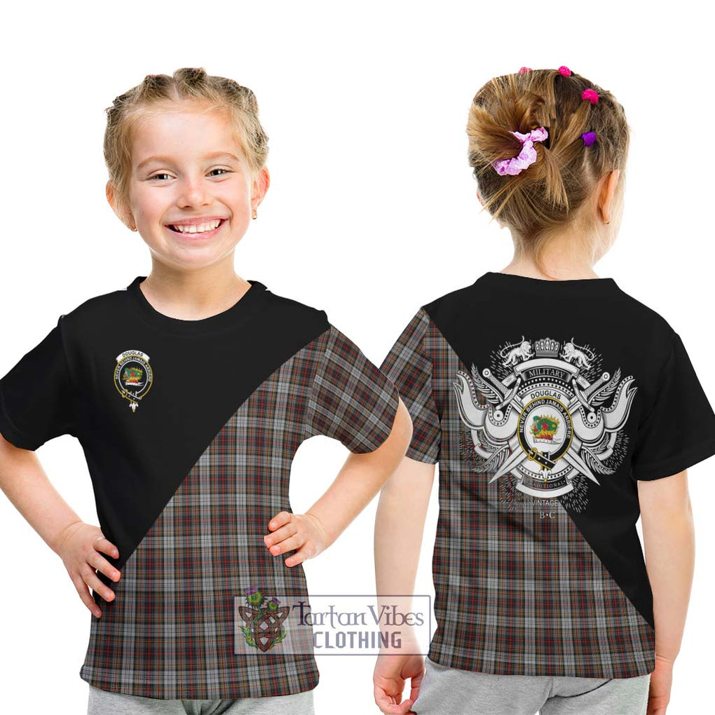 Douglas Ancient Dress Tartan Kid T-Shirt with Family Crest and Military Logo Style - Tartanvibesclothing Shop