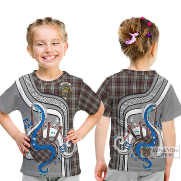 Douglas Ancient Dress Tartan Kid T-Shirt with Epic Bagpipe Style