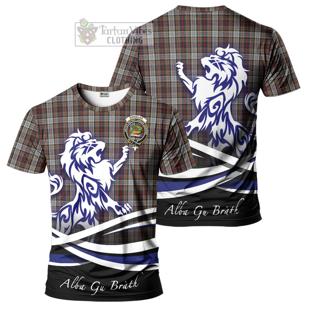 Tartan Vibes Clothing Douglas Ancient Dress Tartan Cotton T-shirt with Alba Gu Brath Regal Lion Emblem