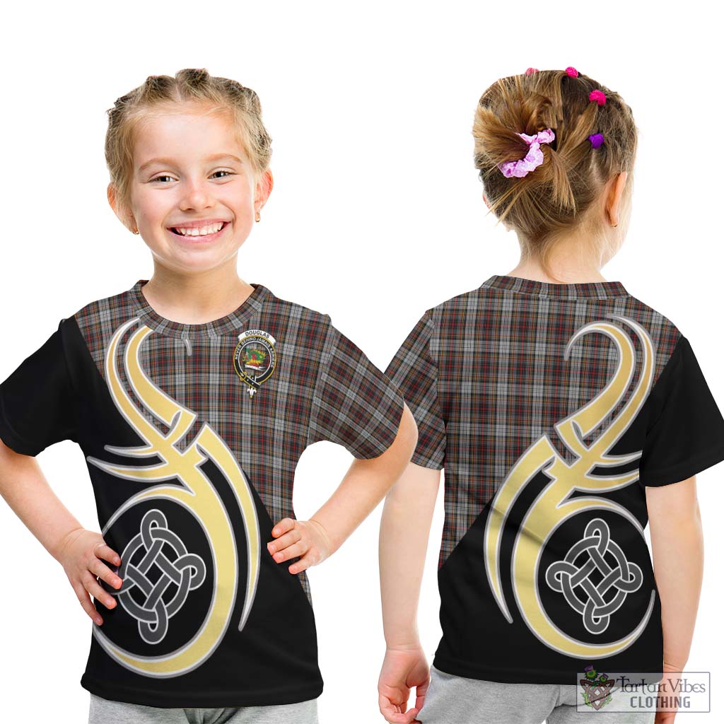 Douglas Ancient Dress Tartan Kid T-Shirt with Family Crest and Celtic Symbol Style - Tartan Vibes Clothing