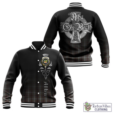 Douglas Ancient Dress Tartan Baseball Jacket Featuring Alba Gu Brath Family Crest Celtic Inspired