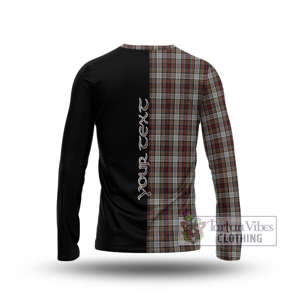 Douglas Ancient Dress Tartan Long Sleeve T-Shirt with Family Crest and Half Of Me Style - Tartanvibesclothing Shop