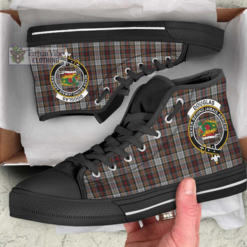 Douglas Ancient Dress Tartan High Top Shoes with Family Crest