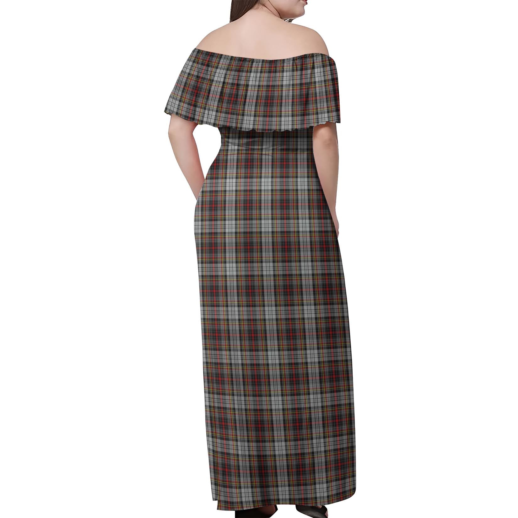 Douglas Ancient Dress Tartan Off Shoulder Long Dress - Tartanvibesclothing