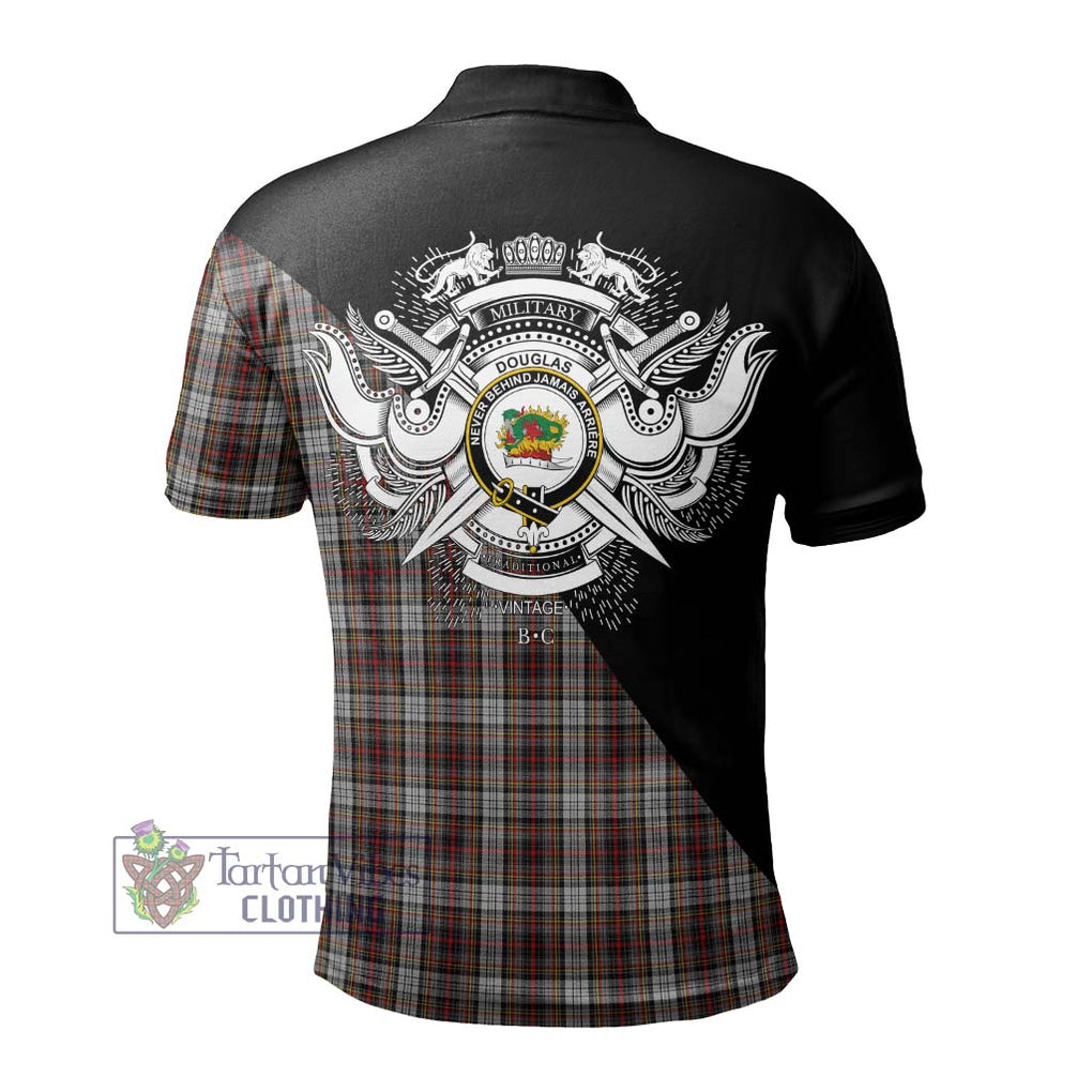 Douglas Ancient Dress Tartan Polo Shirt with Family Crest and Military Logo Style - Tartanvibesclothing Shop