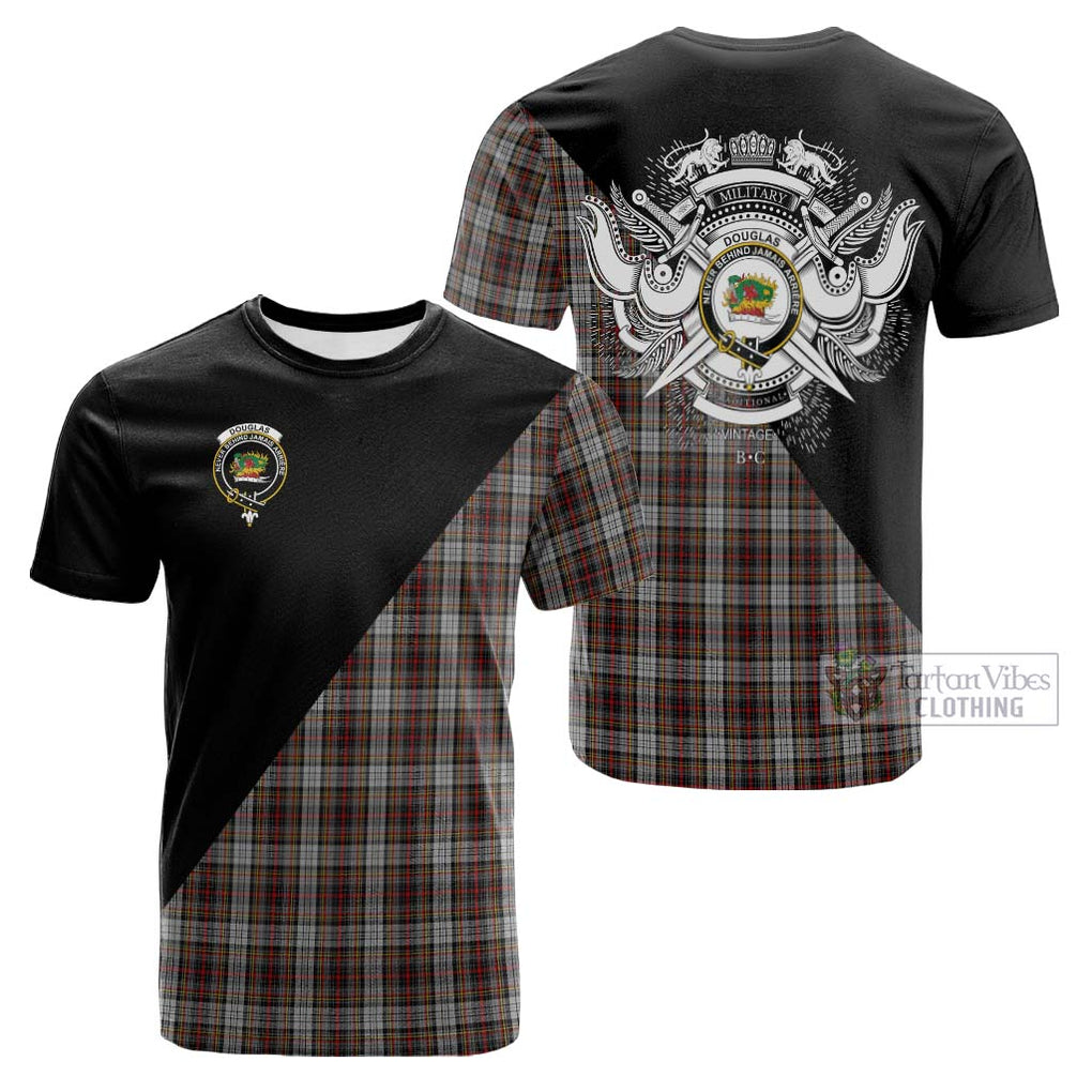 Tartan Vibes Clothing Douglas Ancient Dress Tartan Cotton T-shirt with Family Crest and Military Logo Style