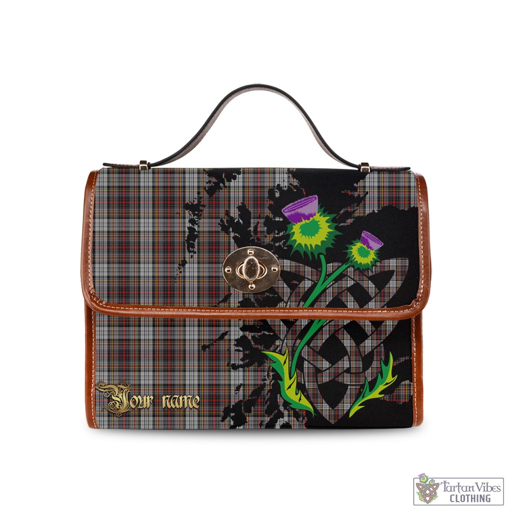 Tartan Vibes Clothing Douglas Ancient Dress Tartan Waterproof Canvas Bag with Scotland Map and Thistle Celtic Accents