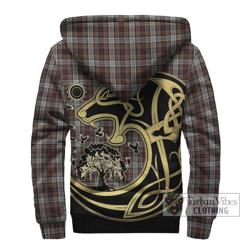 Douglas Ancient Dress Tartan Sherpa Hoodie with Family Crest Celtic Wolf Style - Tartan Vibes Clothing