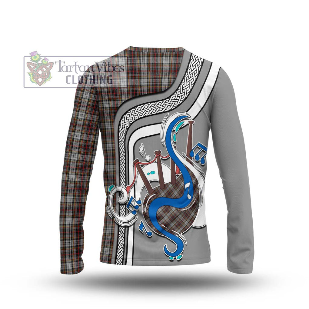 Tartan Vibes Clothing Douglas Ancient Dress Tartan Long Sleeve T-Shirt with Epic Bagpipe Style