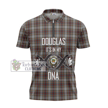 Douglas Ancient Dress Tartan Zipper Polo Shirt with Family Crest DNA In Me Style