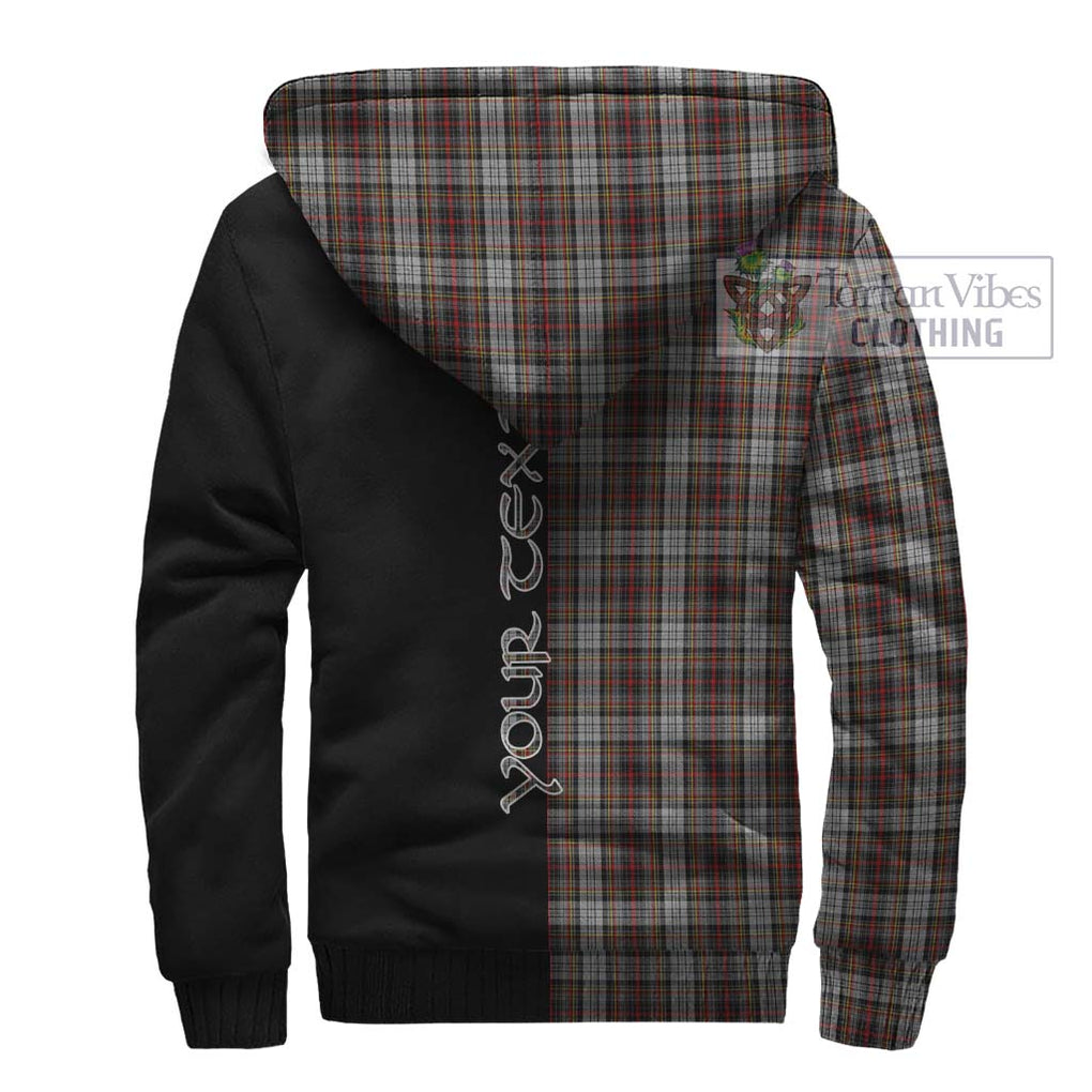 Douglas Ancient Dress Tartan Sherpa Hoodie with Family Crest and Half Of Me Style - Tartanvibesclothing Shop