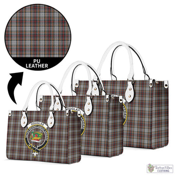 Douglas Ancient Dress Tartan Luxury Leather Handbags with Family Crest