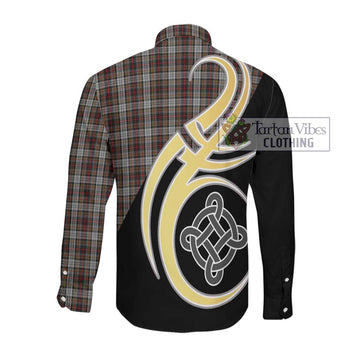 Douglas Ancient Dress Tartan Long Sleeve Button Shirt with Family Crest and Celtic Symbol Style