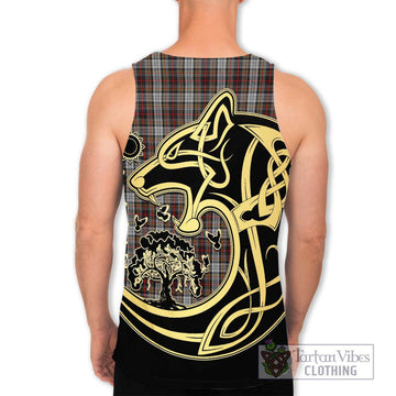 Douglas Ancient Dress Tartan Men's Tank Top with Family Crest Celtic Wolf Style