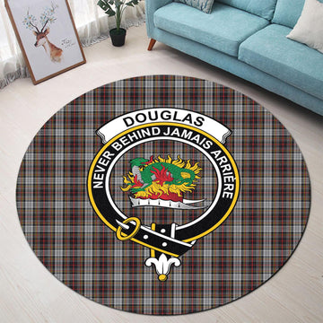 Douglas Ancient Dress Tartan Round Rug with Family Crest