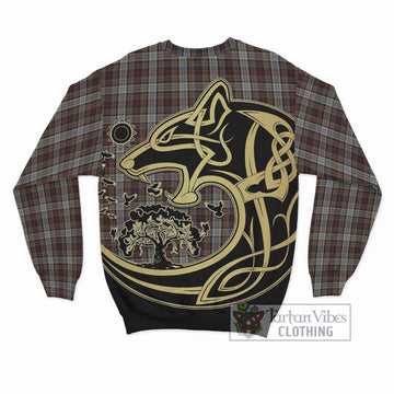 Douglas Ancient Dress Tartan Sweatshirt with Family Crest Celtic Wolf Style