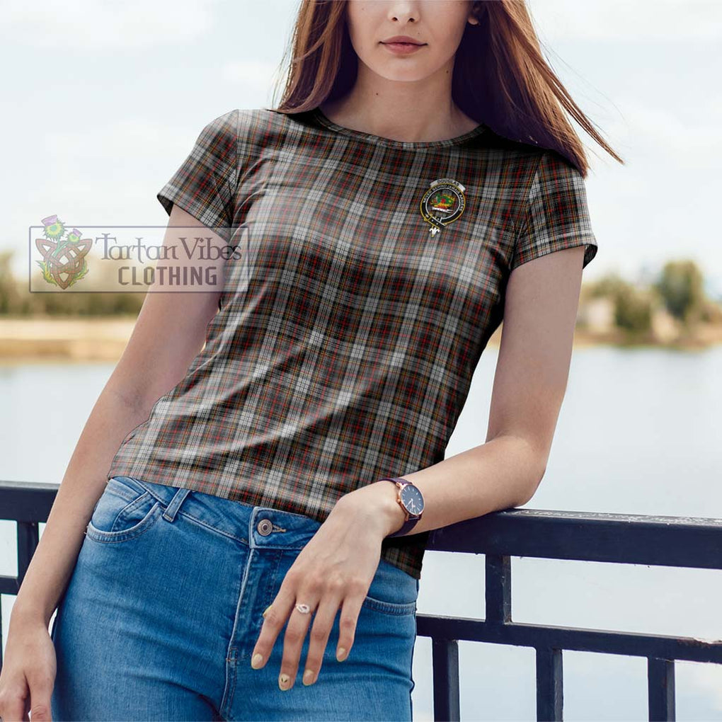 Douglas Ancient Dress Tartan Cotton T-Shirt with Family Crest Women's Shirt - Tartanvibesclothing Shop