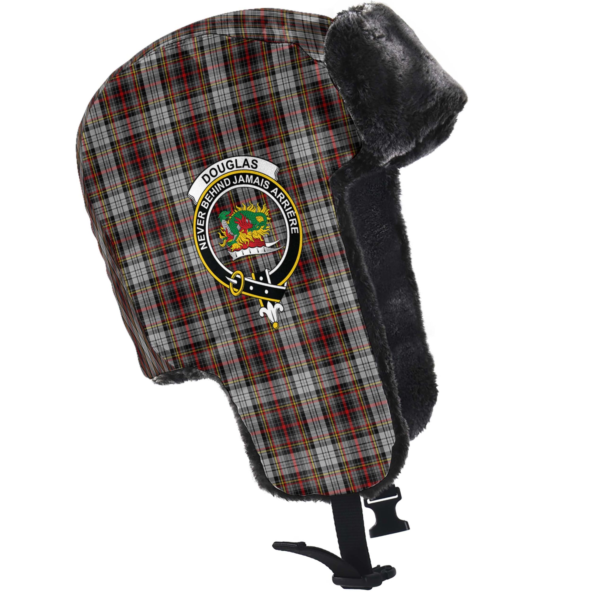 Douglas Ancient Dress Tartan Winter Trapper Hat with Family Crest - Tartanvibesclothing