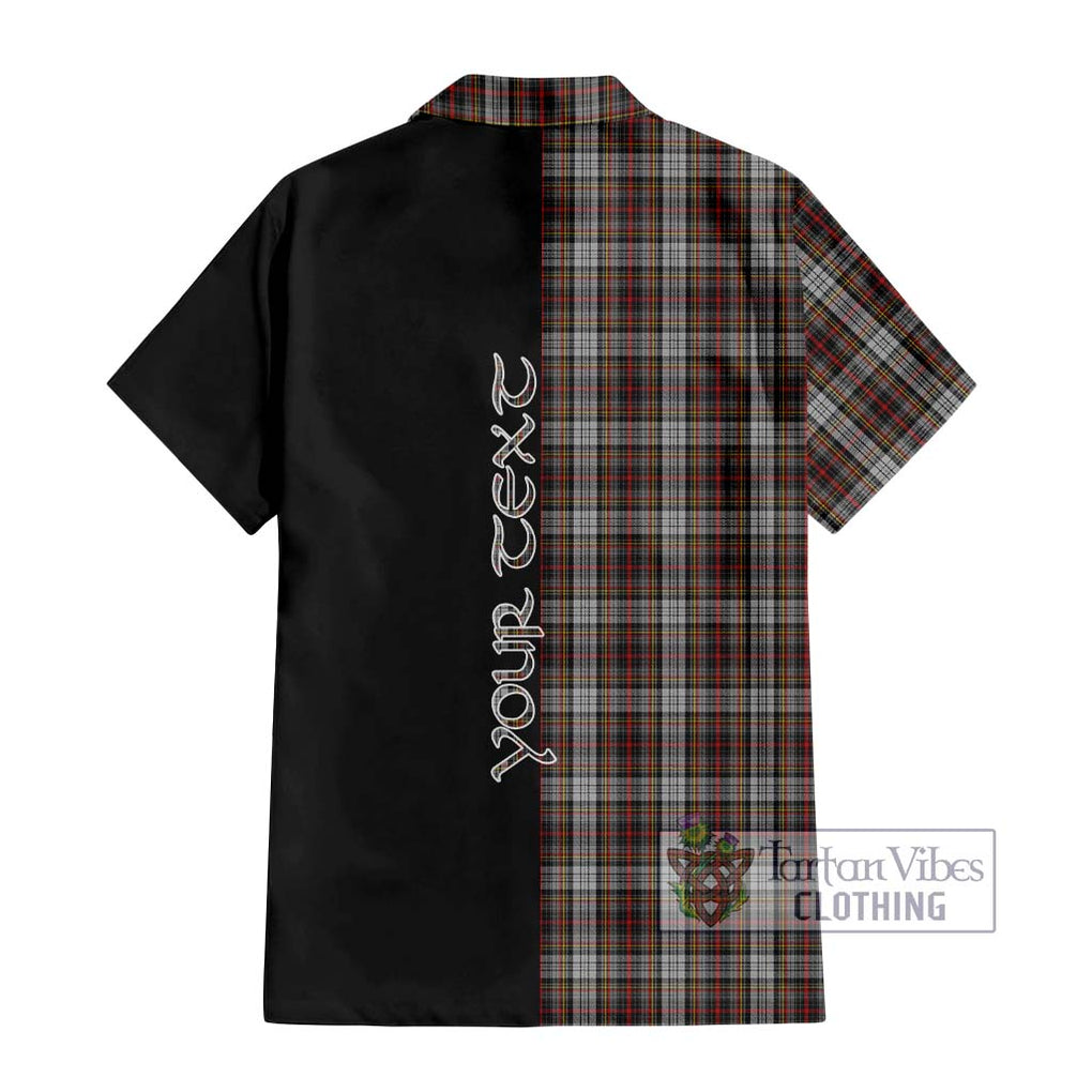 Douglas Ancient Dress Tartan Short Sleeve Button Shirt with Family Crest and Half Of Me Style - Tartanvibesclothing Shop