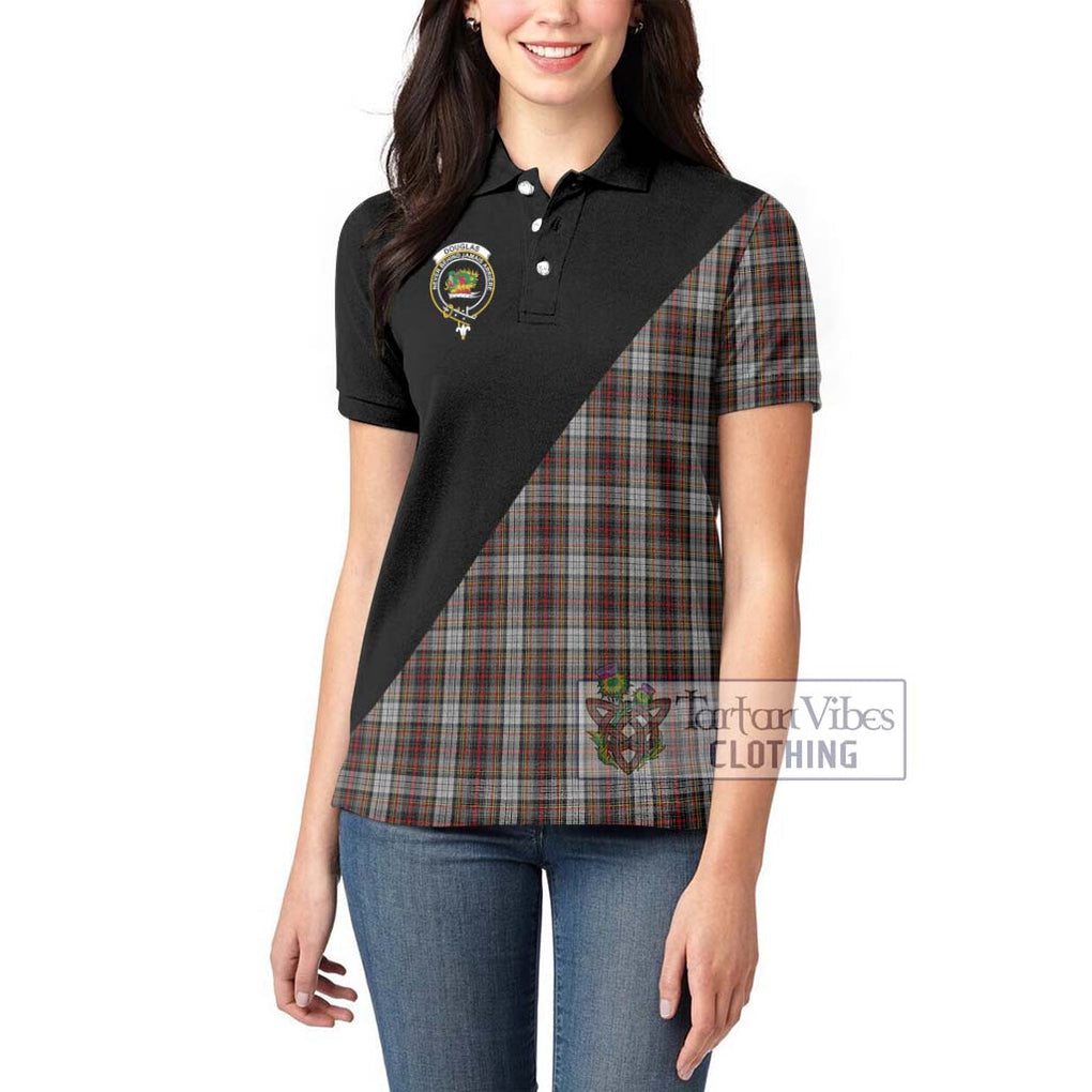 Douglas Ancient Dress Tartan Women's Polo Shirt with Family Crest and Military Logo Style - Tartanvibesclothing Shop