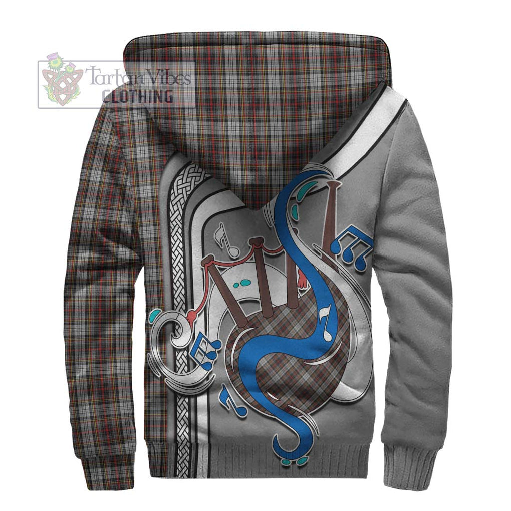 Douglas Ancient Dress Tartan Sherpa Hoodie with Epic Bagpipe Style - Tartanvibesclothing Shop