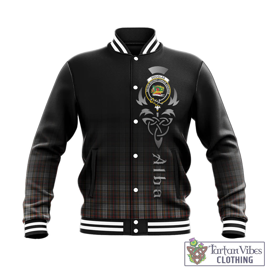 Tartan Vibes Clothing Douglas Ancient Dress Tartan Baseball Jacket Featuring Alba Gu Brath Family Crest Celtic Inspired