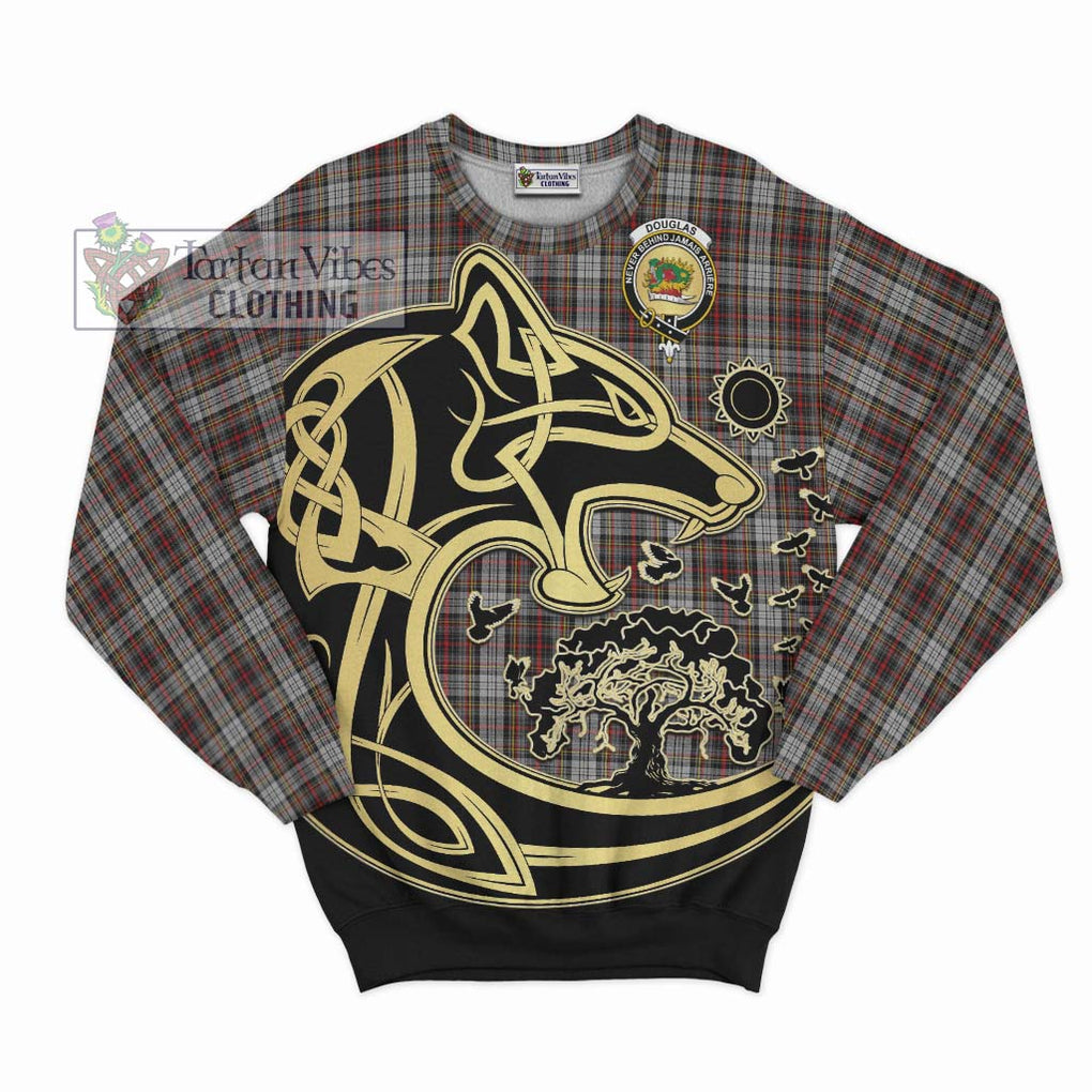 Douglas Ancient Dress Tartan Sweatshirt with Family Crest Celtic Wolf Style - Tartan Vibes Clothing