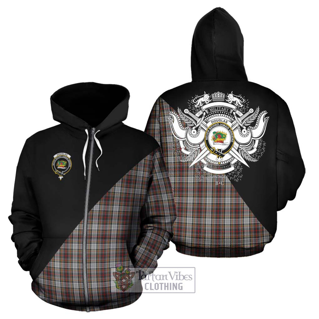 Douglas Ancient Dress Tartan Hoodie with Family Crest and Military Logo Style - Tartanvibesclothing Shop