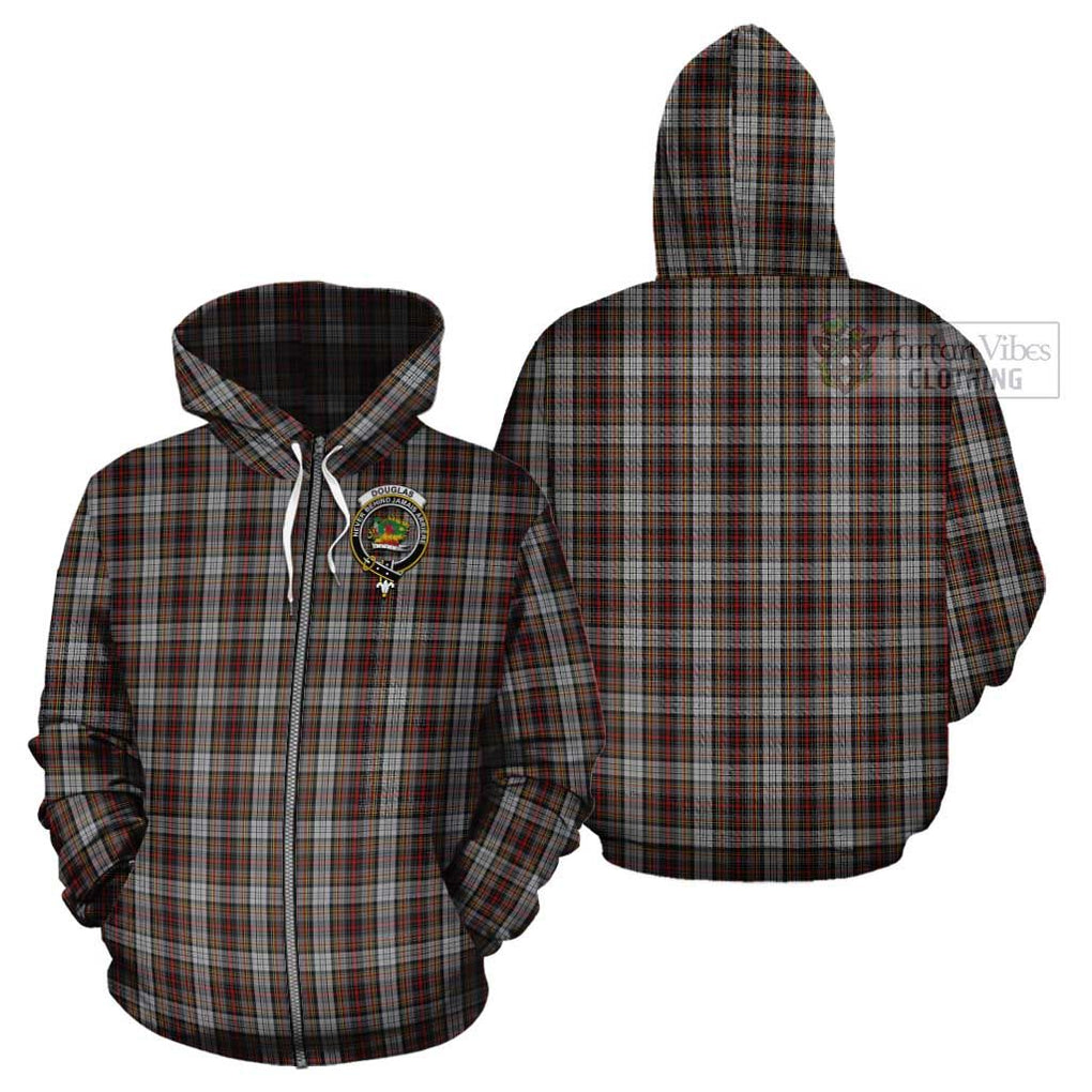 Douglas Ancient Dress Tartan Cotton Hoodie with Family Crest Zip Hoodie - Tartan Vibes Clothing