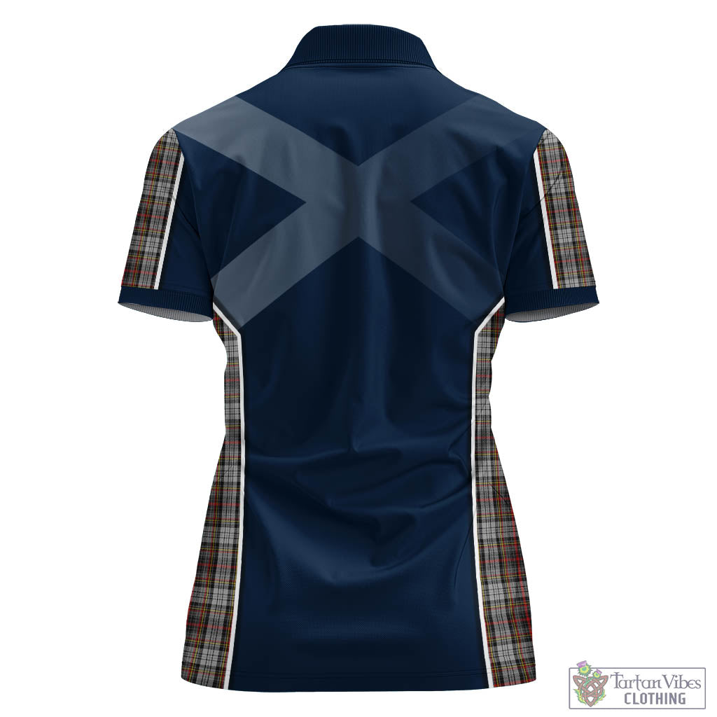 Tartan Vibes Clothing Douglas Ancient Dress Tartan Women's Polo Shirt with Family Crest and Scottish Thistle Vibes Sport Style