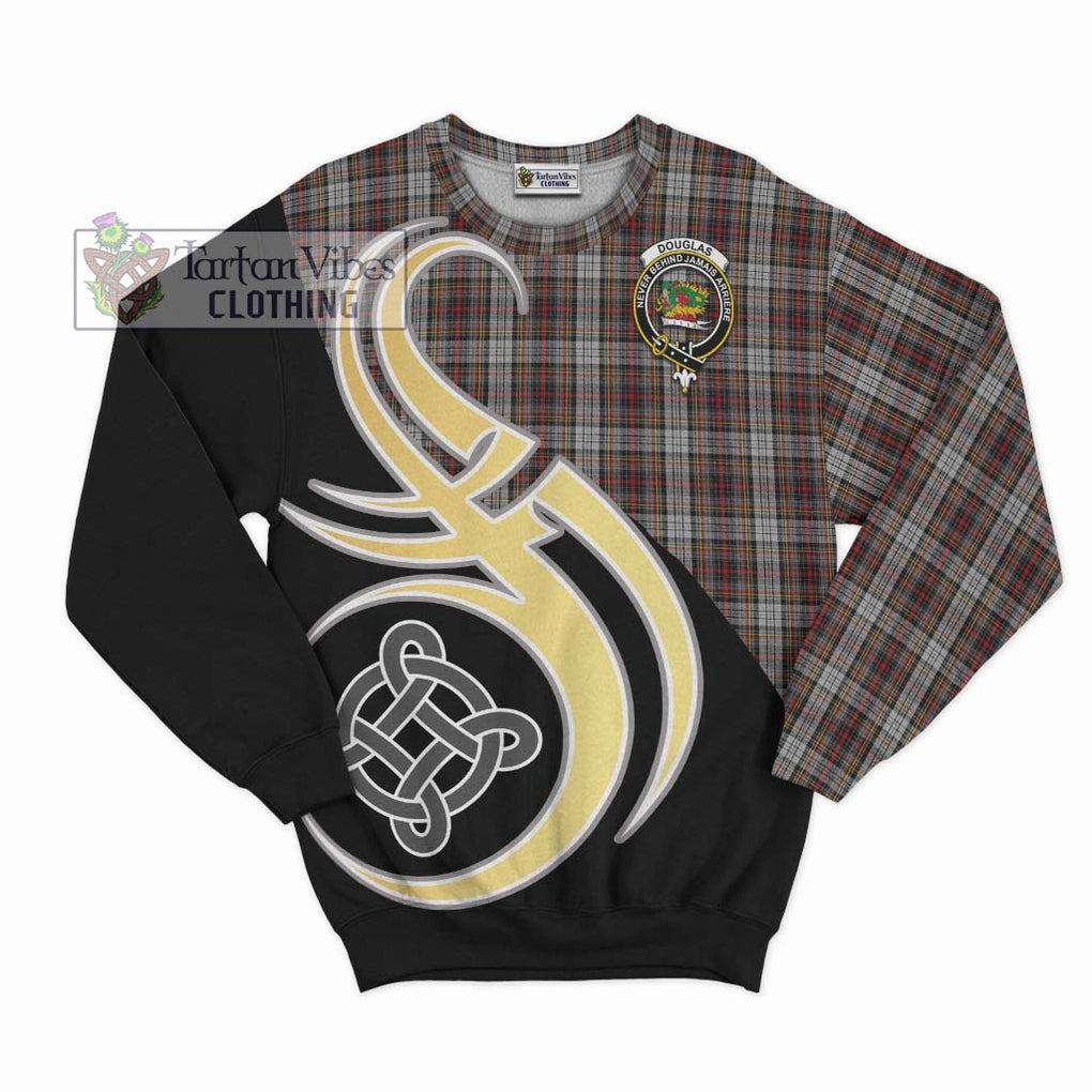 Douglas Ancient Dress Tartan Sweatshirt with Family Crest and Celtic Symbol Style - Tartan Vibes Clothing