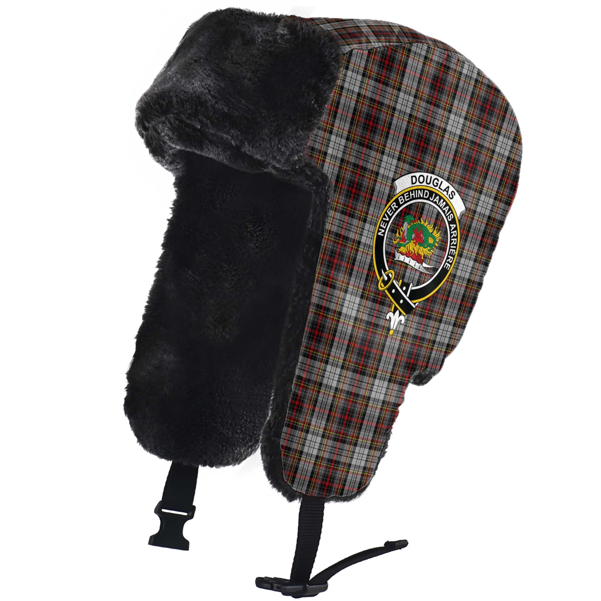 Douglas Ancient Dress Tartan Winter Trapper Hat with Family Crest - Tartanvibesclothing