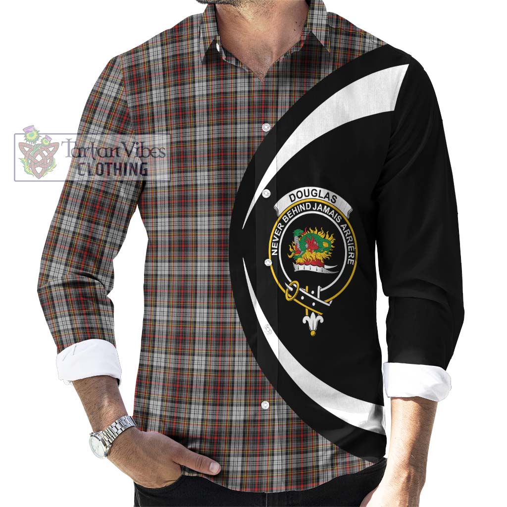 Douglas Ancient Dress Tartan Long Sleeve Button Up with Family Crest Circle Style - Tartan Vibes Clothing