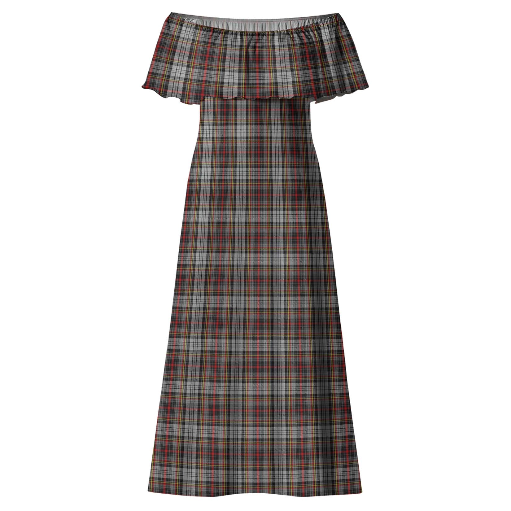 Douglas Ancient Dress Tartan Off Shoulder Long Dress - Tartanvibesclothing