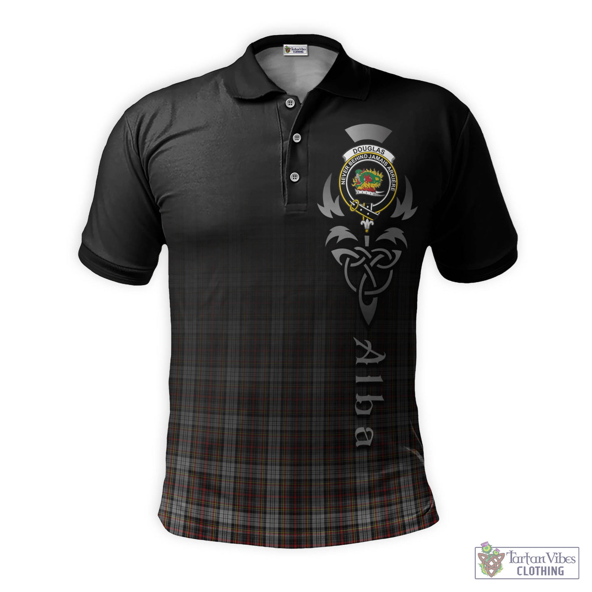 Tartan Vibes Clothing Douglas Ancient Dress Tartan Polo Shirt Featuring Alba Gu Brath Family Crest Celtic Inspired